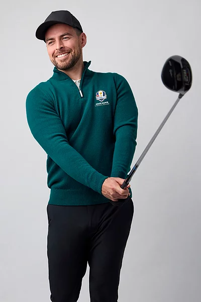 Official Ryder Cup 2027 Mens Quarter Zip Lambswool Midweight Golf Sweater