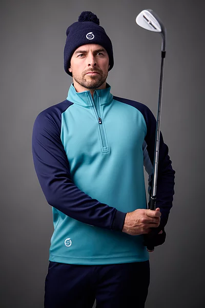 Mens Quarter Zip Contrast Sleeve Panel Showerproof Golf Midlayer