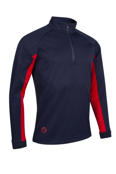 Mens Quarter Zip Contrast Sleeve Panel Showerproof Golf Midlayer