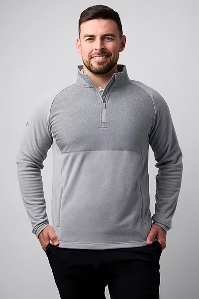 Mens Quarter Zip Fleece Hybrid Performance Midweight Golf Midlayer