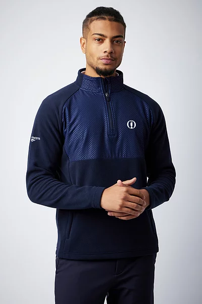 The Open Mens Quarter Zip Fleece Hybrid Performance Midweight Golf Midlayer