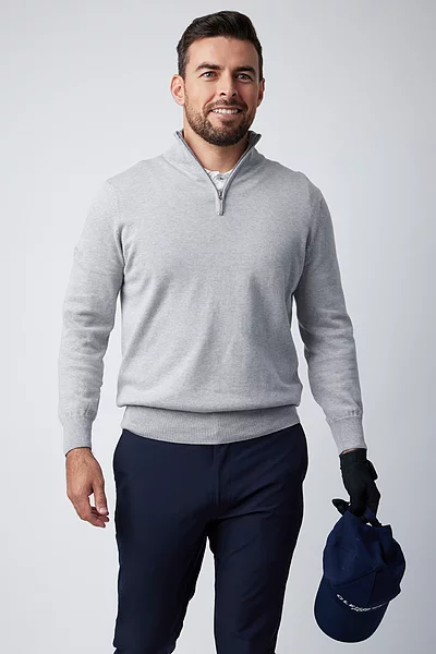 Mens Quarter Zip Cotton Lightweight Golf Sweater