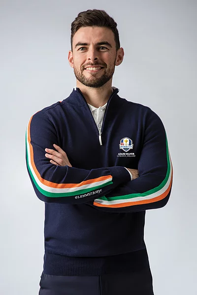 Official Ryder Cup 2027 Mens Quarter Zip Irish Flag Stripe Cotton Lightweight Golf Sweater