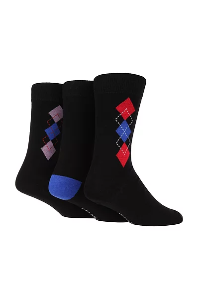 Mens 3 Pair Bamboo Argyle Patterned Socks