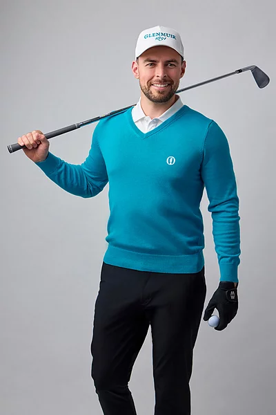 The Open Mens V Neck Cotton Lightweight Golf Sweater