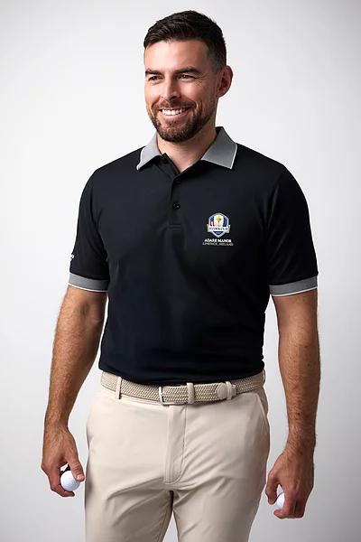 Official Ryder Cup 2027 Mens Micro Stripe Collar Cuff Performance Pique Golf Shirt