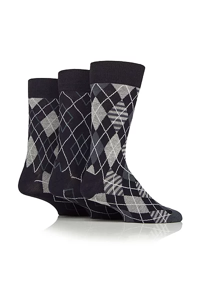 Mens 3 Pair Patterned Bamboo Sock Gift Box