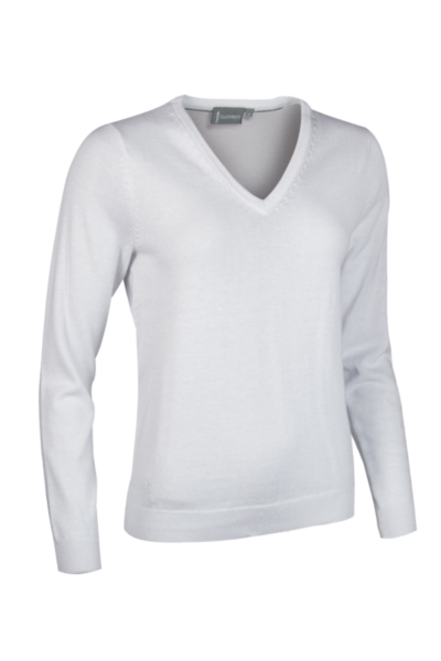 Ladies V Neck Cotton Lightweight Golf Sweater