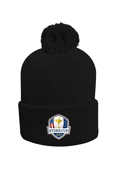 Official Ryder Cup 2027 Unisex Thermal Lined Turn Up Rib Merino Golf Bobble Hat