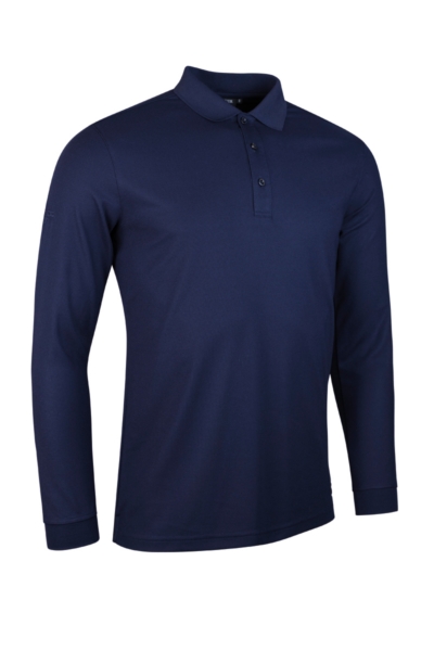 Mens Long Sleeve Performance Pique Golf Polo Shirt