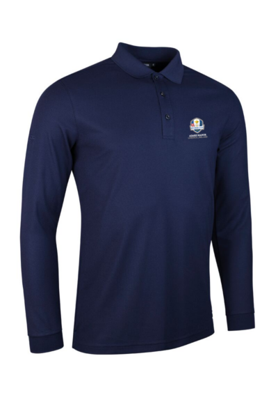 Official Ryder Cup 2027 Mens Long Sleeve Performance Pique Golf Polo Shirt