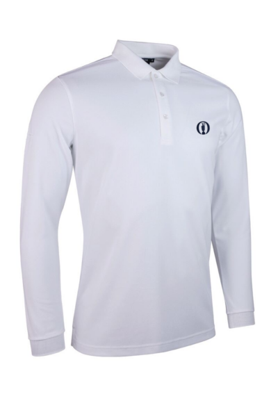 The Open Mens Long Sleeve Performance Pique Golf Polo Shirt