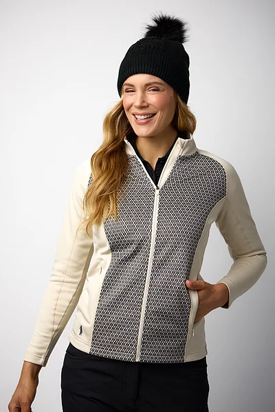 Ladies Full Zip Coverstitch Panelled Midlayer Golf Jacket
