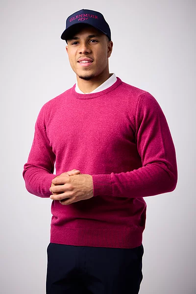 Mens Crew Neck Lambswool Midweight Golf Sweater