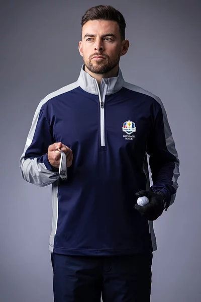 Official Ryder Cup 2027 Mens Quarter Zip Contrast Panelled Showerproof Golf Windshirt