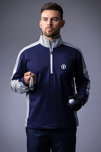 The Open Mens Quarter Zip Contrast Panelled Showerproof Golf Windshirt