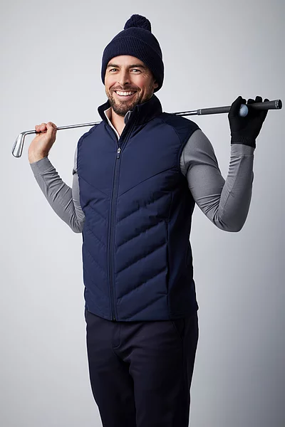 Mens Full Zip Bonded Chevron Padded Performance Heavyweight Golf Gilet