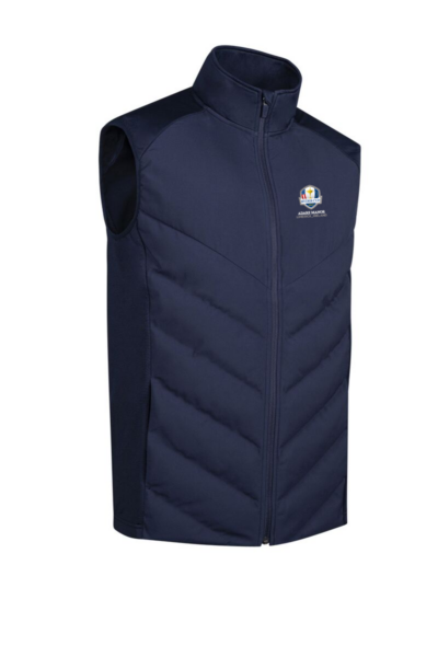 Official Ryder Cup 2027 Mens Full Zip Bonded Chevron Padded Performance Thermal Golf Gilet
