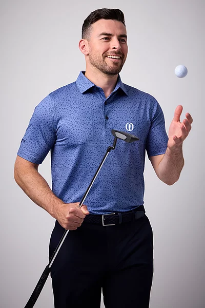 The Open Mens Micro Scottish Print Performance Golf Shirt