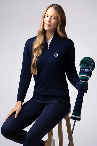The Open Ladies Quarter Zip Water Repellent Lined Merino Heavyweight Golf Sweater