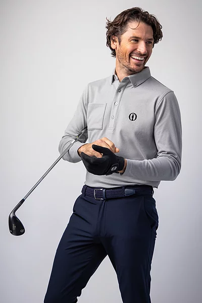 The Open 2025 Mens Long Sleeve Thermal Performance Golf Polo Shirt