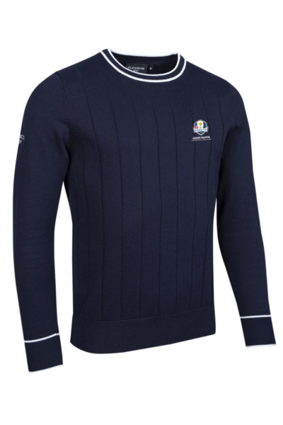 Official Ryder Cup 2027 Mens Crew Neck Vertical Stitch Cotton Lightweight Golf Sweater