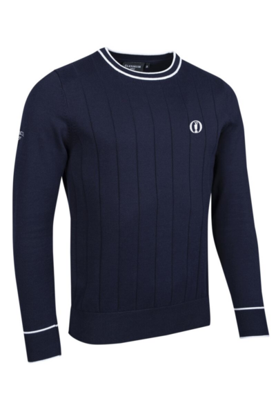 The Open Mens Crew Neck Vertical Stitch Cotton Lightweight Golf Sweater