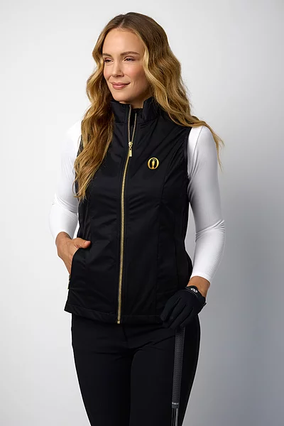 The Open Ladies Full Zip Lightweight Stretch Water Repellent Golf Gilet