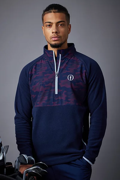 The Open Mens Hybrid Thermal Fleece Golf Midlayer