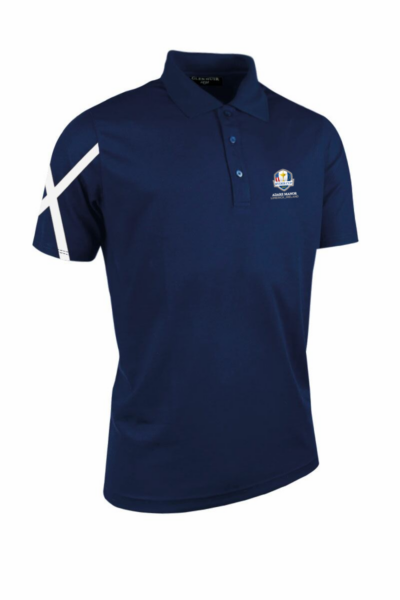 Official Ryder Cup 2027 Mens Saltire Performance Pique Golf Polo Shirt