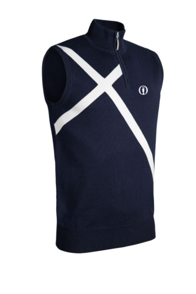 The Open Mens Quarter Zip Saltire Cross Cotton Lightweight Golf Slipover