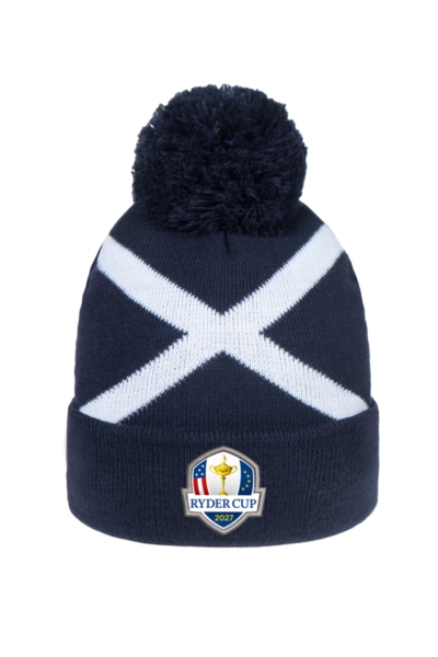 Official Ryder Cup 2027 Unisex Thermal Lined Saltire Golf Bobble Beanie Hat