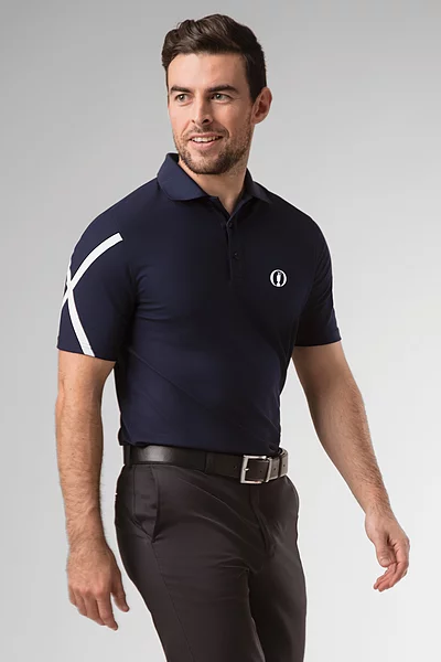 The Open Mens Saltire Performance Pique Golf Polo Shirt