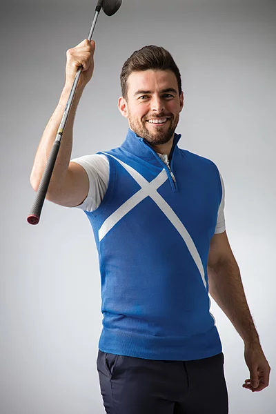 Mens Quarter Zip Saltire Cross Cotton Lightweight Golf Slipover
