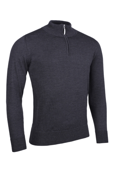 Mens Quarter Zip Water Repellent Lined Merino Golf Sweater