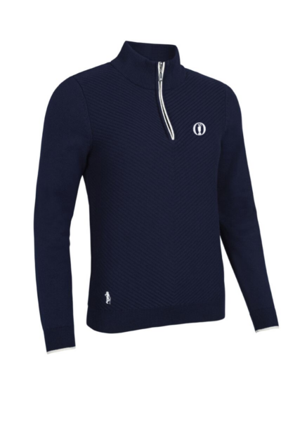 The Open Ladies Quarter Zip Chevron Rib Midweight Merino Golf Sweater