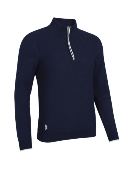Ladies Quarter Zip Chevron Rib Midweight Merino Golf Sweater