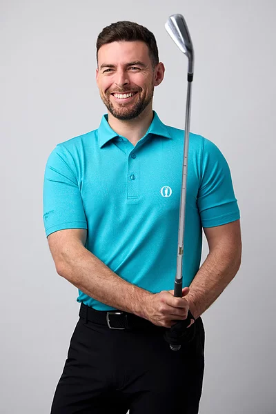 The Open Mens Tailored Collar Performance Golf Shirt