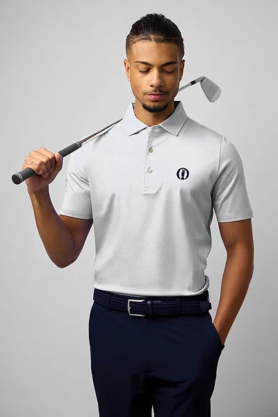 The Open Mens Plain Tailored Collar Mercerised Cotton Golf Shirt