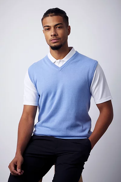 Mens V Neck Cotton Lightweight Golf Slipover