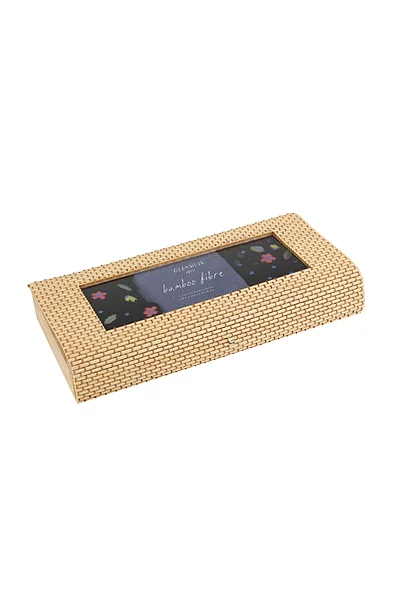 Ladies 3 Pair Patterned and Plain Bamboo Socks Gift Box