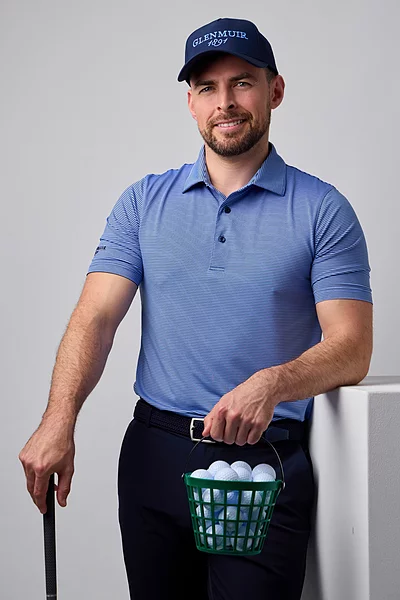 Mens Micro Stripe Performance Golf Polo Shirt