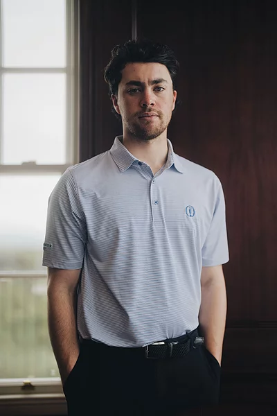 The Open Mens Micro Stripe Performance Golf Polo Shirt