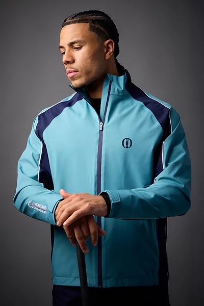 The Open Mens Contrast Shoulder Panel Waterproof Golf Jacket