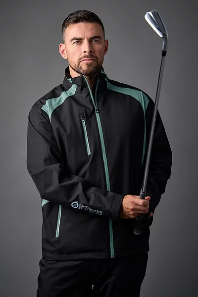 Mens Zip Front Stretch Back Panelled Waterproof Golf Jacket