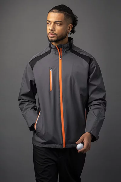 Mens Zip Front Stretch Back Panelled Waterproof Golf Jacket
