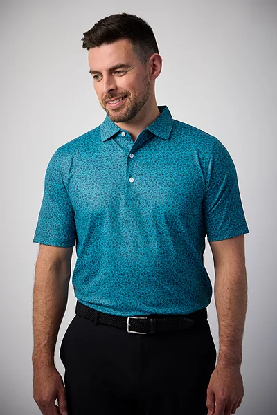 Mens Floral Print Performance Golf Shirt