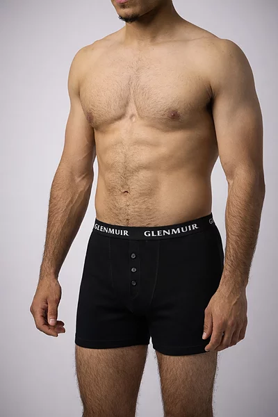 Mens 3 Pack William Button Front Cotton Boxer Shorts
