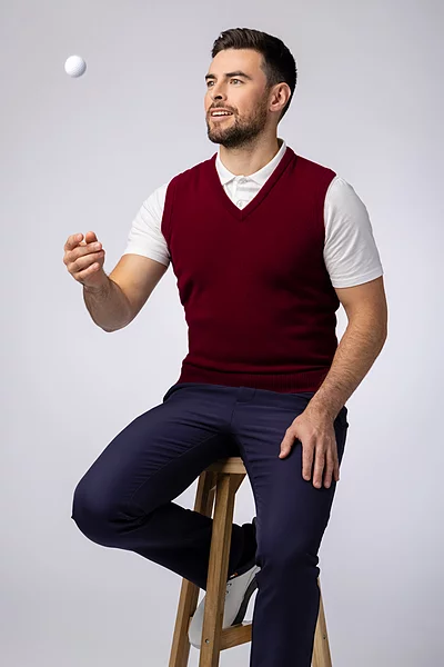 Mens V Neck Lambswool Midweight Golf Slipover