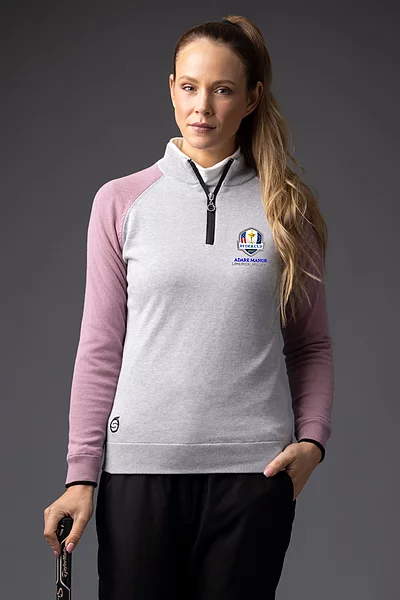 Official Ryder Cup 2027 Ladies Quarter Zip Cotton Heavyweight Golf Sweater